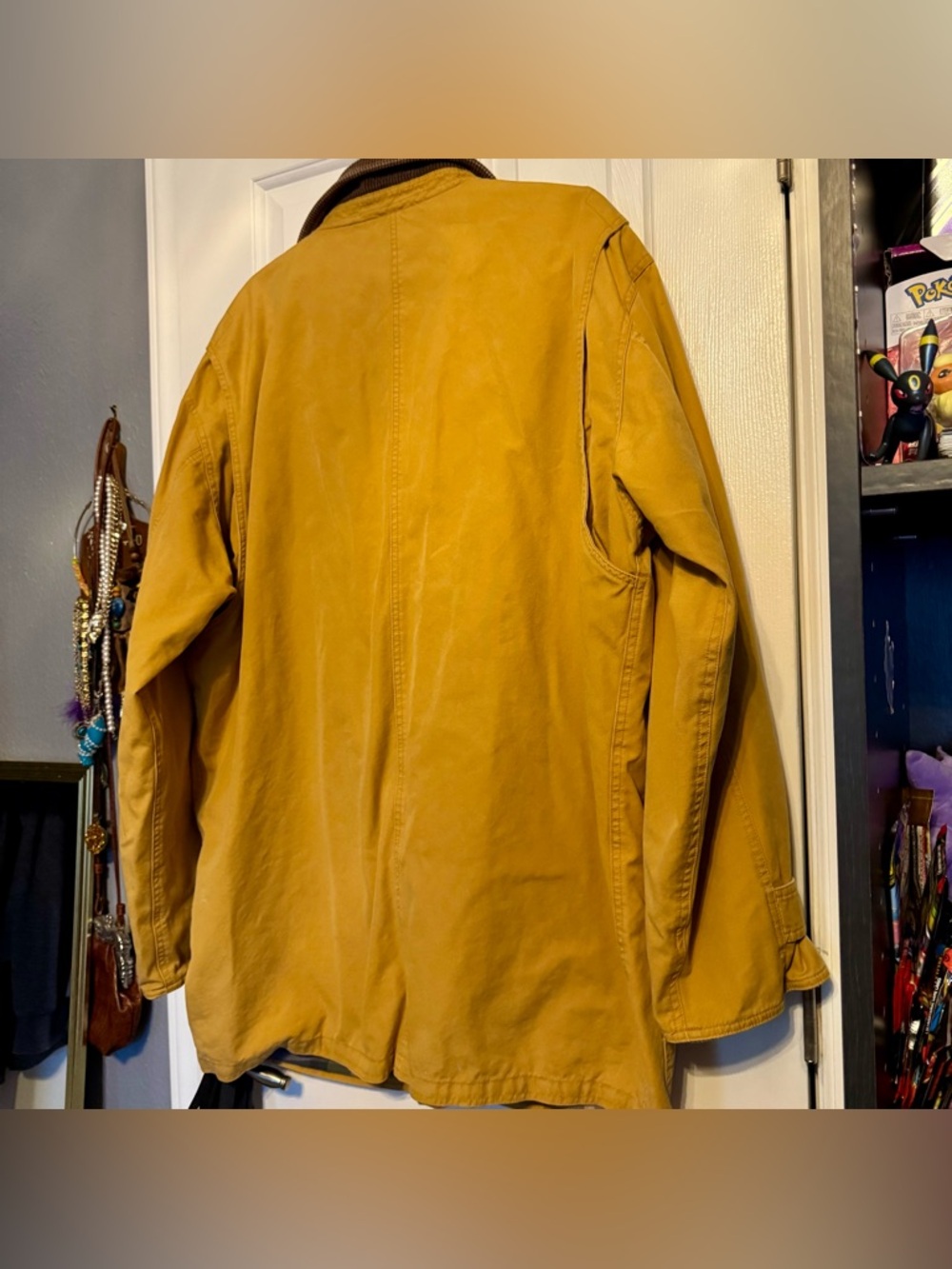 Vintage Lands End Chore Jacket Tan Khaki Fleece Lined Mens Tall XL - Picture 9 of 10